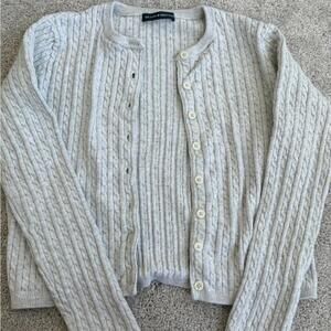 Brandy Melville Light Gray Cable Knit Cardigan
